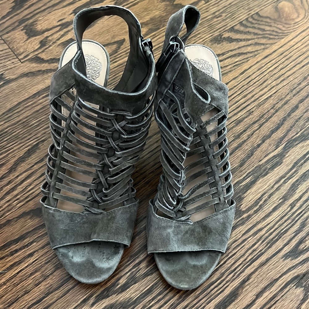 ** Vince Camuto grey suede heels **